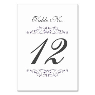 Carte de numéro de table de mariage à flourish vio