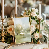 Carte de numéro de table de mariage à la campagne