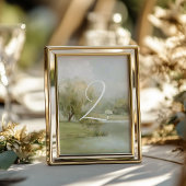 Carte de numéro de table de mariage à la campagne