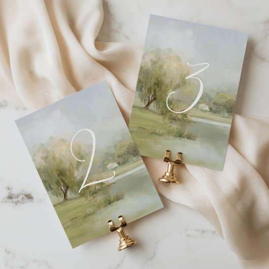 Carte de numéro de table de mariage à la campagne