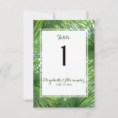 Carte de numéro de table de mariage à la verdure é (Dos)