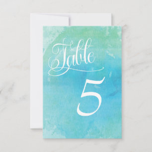 Carte de numéro de table de mariage à l'aquarelle
