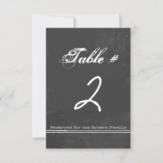 Carte de numéro de table de mariage à l'aspect tab (Devant)