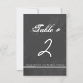 Carte de numéro de table de mariage à l'aspect tab (Dos)