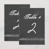 Carte de numéro de table de mariage à l'aspect tab (Devant / Derrière)