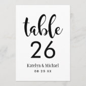 Carte de numéro de table de mariage à l'écriture m (Dos)