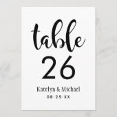 Carte de numéro de table de mariage à l'écriture m (Devant)