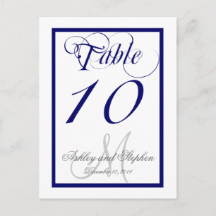 Carte de numéro de table de mariage à monogramme b