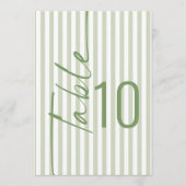 Carte de numéro de table de mariage à rayures vert (Devant)