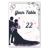 Carte de numéro de table de mariage à silhouette n (Dos)