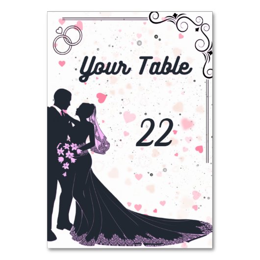 Carte de numéro de table de mariage à silhouette n (Par défaut)
