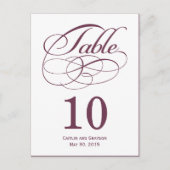 Carte de numéro de table de mariage à tourbillons (Devant)