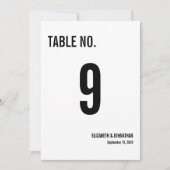 Carte de Numéro de Table de Mariage à Typographie  (Devant)