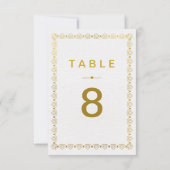Carte de Numéro de Table de Mariage Art Déco Doré (Dos)