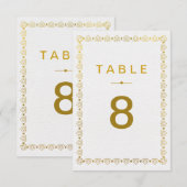 Carte de Numéro de Table de Mariage Art Déco Doré (Devant / Derrière)