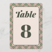Carte de numéro de table de mariage Art Déco vert  (Devant)