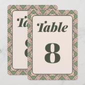 Carte de numéro de table de mariage Art Déco vert  (Devant / Derrière)