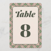 Carte de numéro de table de mariage Art Déco vert  (Dos)