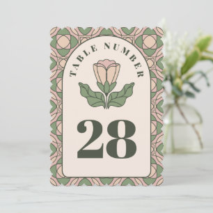 Carte de numéro de table de mariage Art Nouveau ve