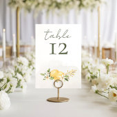 Carte de numéro de table de mariage au citron à l'