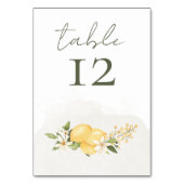 Carte de numéro de table de mariage au citron embr (Par défaut)