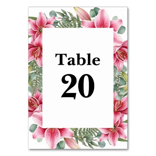 Carte de numéro de table de mariage au lys Stargaz (Par défaut)