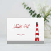Carte de numéro de table de mariage au phare (Debout devant)