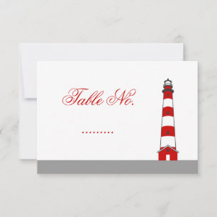 Carte de numéro de table de mariage au phare