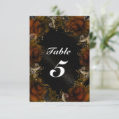 Carte de numéro de table de mariage automnal flora (Debout devant)