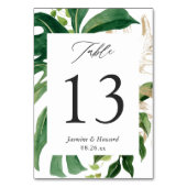 Carte de numéro de table de mariage aux feuilles d (Dos)
