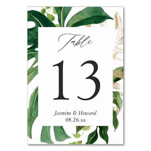 Carte de numéro de table de mariage aux feuilles d (Par défaut)