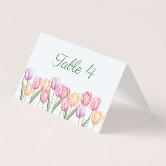 Carte de numéro de table de mariage aux fleurs de (Front)