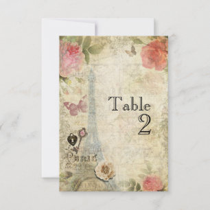Carte de numéro de table de mariage aux roses rose