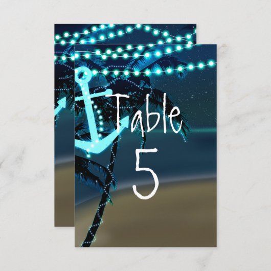 Carte de numéro de table de mariage avec palmier à (Devant / Derrière)