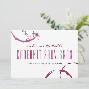 Carte de numéro de table de mariage avec tache de