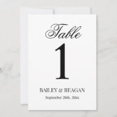 Carte de numéro de table de Mariage blanc et noir (Devant)