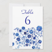 Carte de numéro de table de mariage bleu à bordure (Dos)