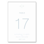 Carte de numéro de table de Mariage bleu blanc mod (Dos)