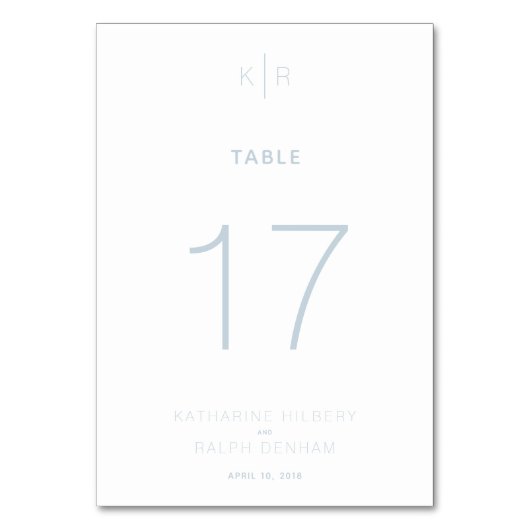 Carte de numéro de table de Mariage bleu blanc mod (Par défaut)