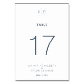 Carte de numéro de table de Mariage bleu de la mar (Dos)