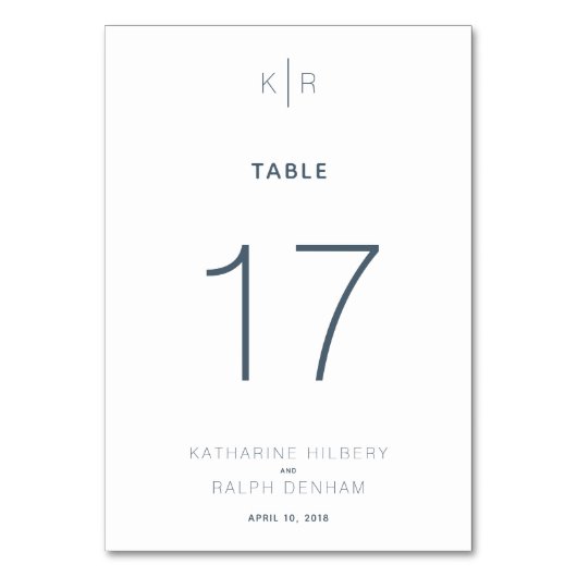 Carte de numéro de table de Mariage bleu de la mar (Par défaut)