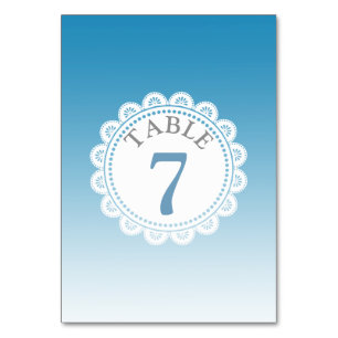 Carte de numéro de table de Mariage bleu dégradé