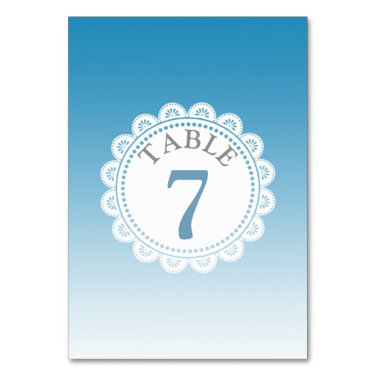 Carte de numéro de table de Mariage bleu dégradé (Par défaut)