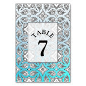Carte de numéro de table de Mariage bleu Mandala (Dos)