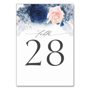 Carte de numéro de table de mariage bleu poussiére