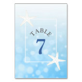 Carte de numéro de table de mariage Blue Starfish  (Dos)