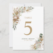 Carte de numéro de table de mariage bohème or et v (Devant)
