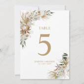 Carte de numéro de table de mariage bohème or et v (Dos)