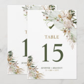Carte de numéro de table de mariage bohème or et v (Devant / Derrière)