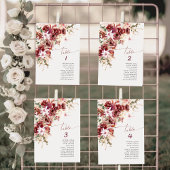 Carte de numéro de table de mariage Boho Burgundy